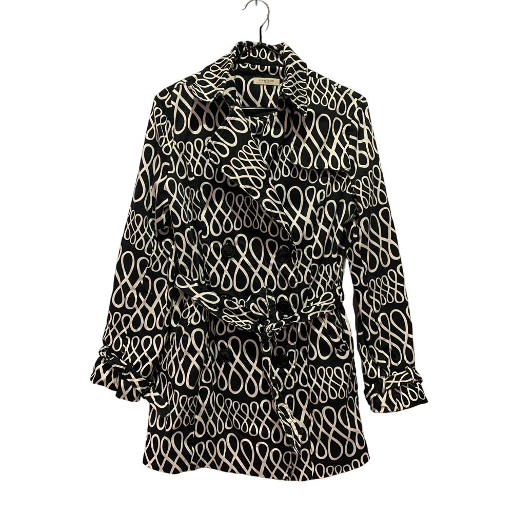 Vertigo Paris Double Breasted Trench Coat Black White Size M y2k Vinateg